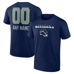 Seattle Seahawks Personalized Name & Number Team Wordmark T-Shirt - College Navy T-shirts