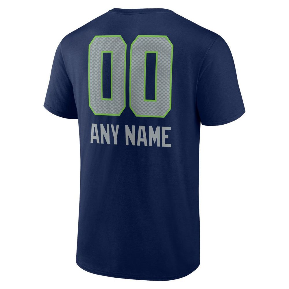 Seattle Seahawks Personalized Name & Number Team Wordmark T-Shirt - College Navy T-shirts