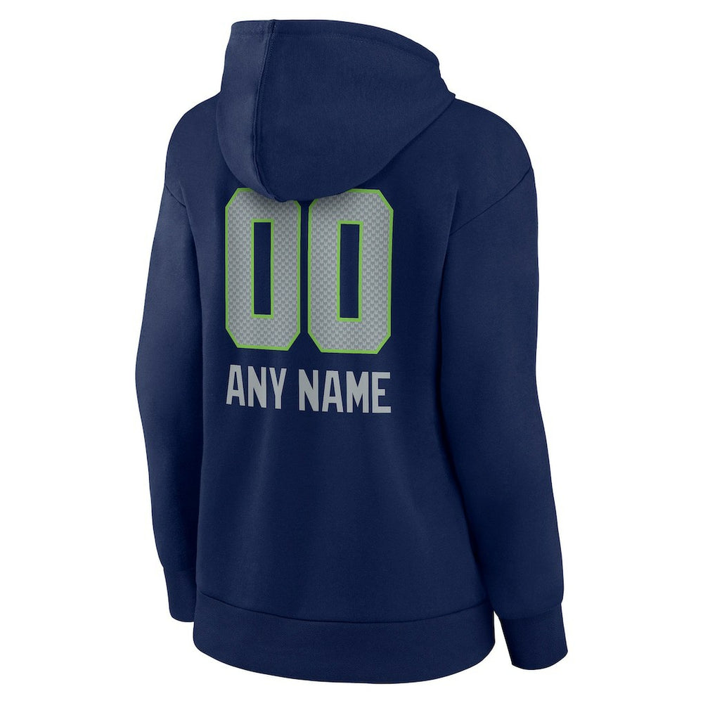 Seattle Seahawks Women's Personalized Name & Number Team Wordmark Pullover Hoodie - College Navy Hoodies