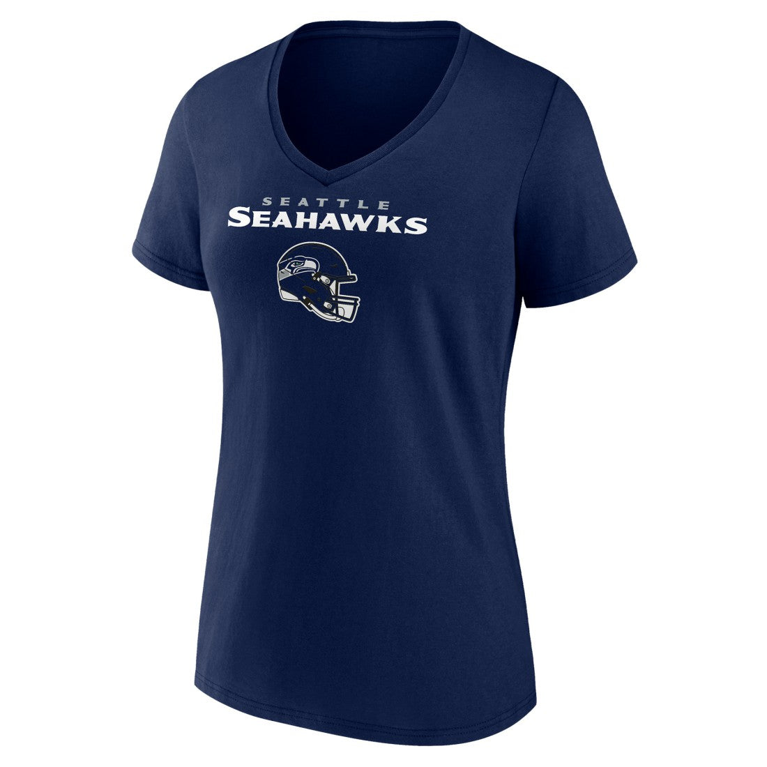 Seattle Seahawks Women's Personalized Name & Number Team Wordmark V-Neck T-Shirt - College Navy T-shirts