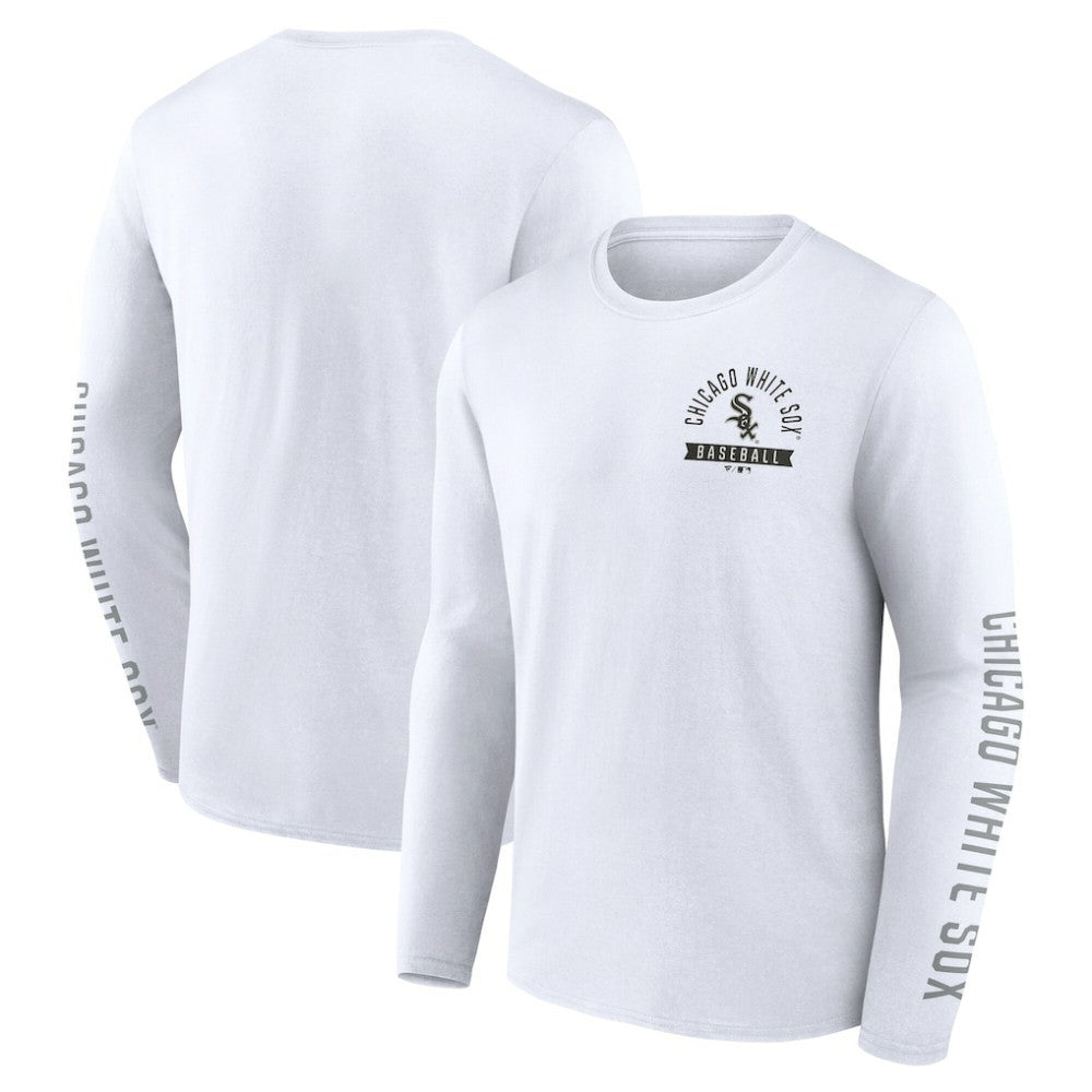 Chicago White Sox Fanatics Press Box Long Sleeve T-Shirt - White T-shirts