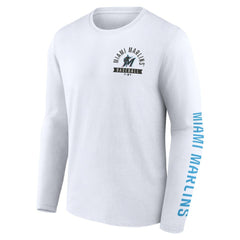 Miami Marlins Fanatics Press Box Long Sleeve T-Shirt - White T-shirts