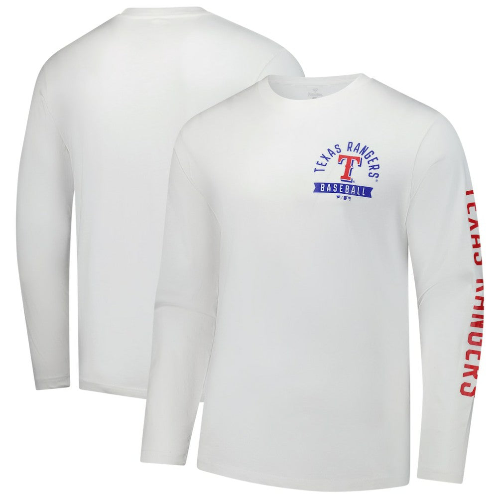 Texas Rangers Fanatics Press Box Long Sleeve T-Shirt - White T-shirts