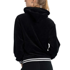 New York Knicks Lusso Women's Nellie Oversized Velour Pullover Hoodie Black