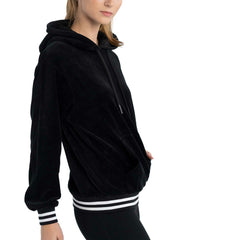 Los Angeles Lakers Lusso Women's Nellie Oversized Velour Pullover Hoodie Black