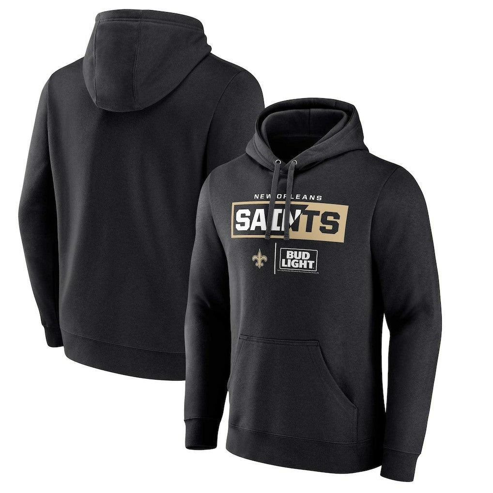 New Orleans Saints NFL x Bud Light Pullover Hoodie - Black Hoodies