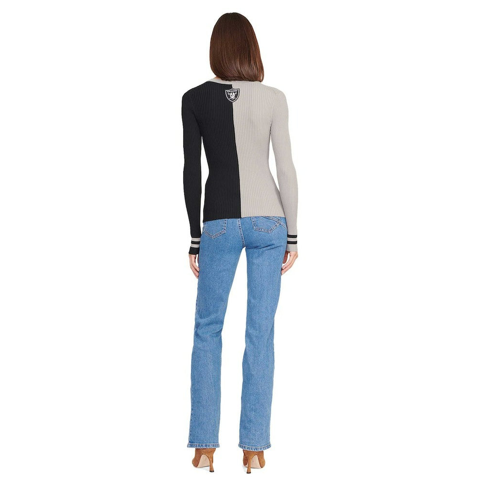 Las Vegas Raiders STAUD Women's Cargo Sweater - Silver/Black