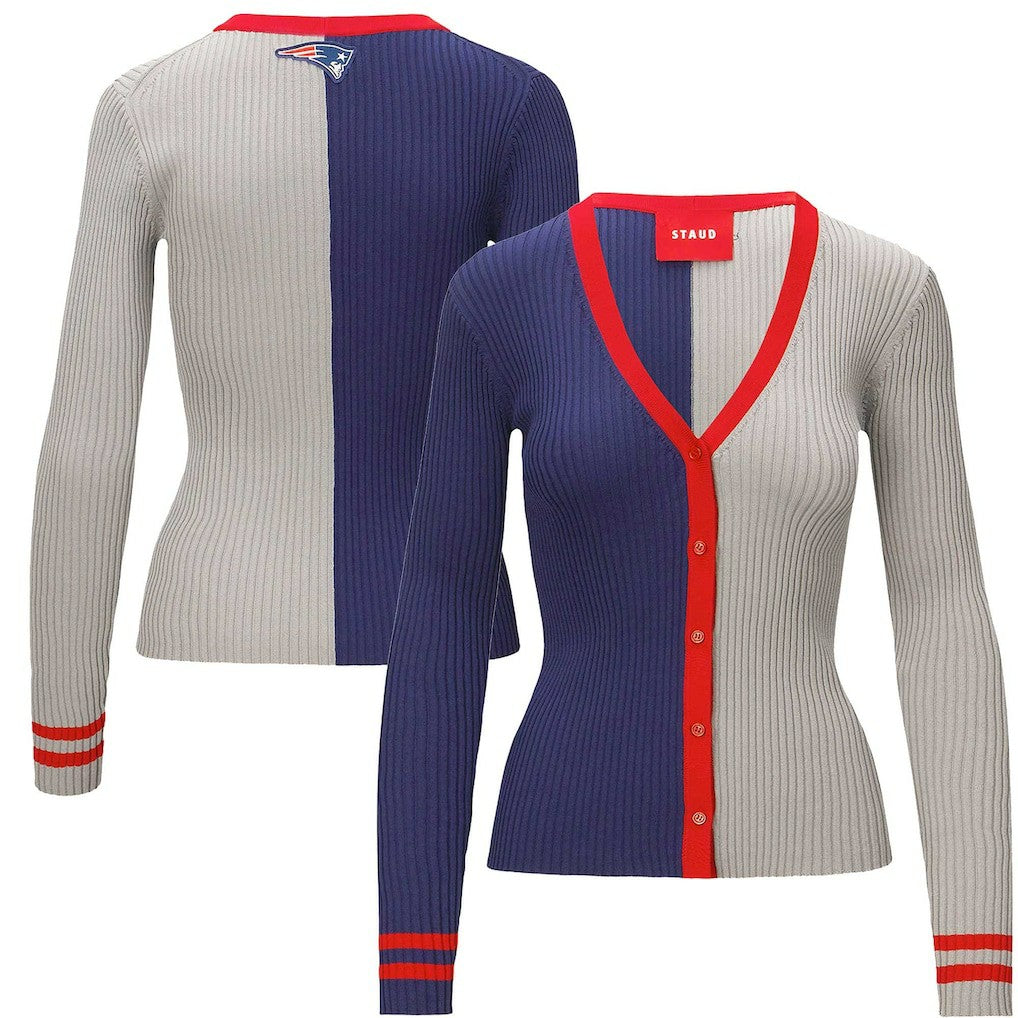 New England Patriots STAUD Women's Cargo Sweater - Navy/Gray