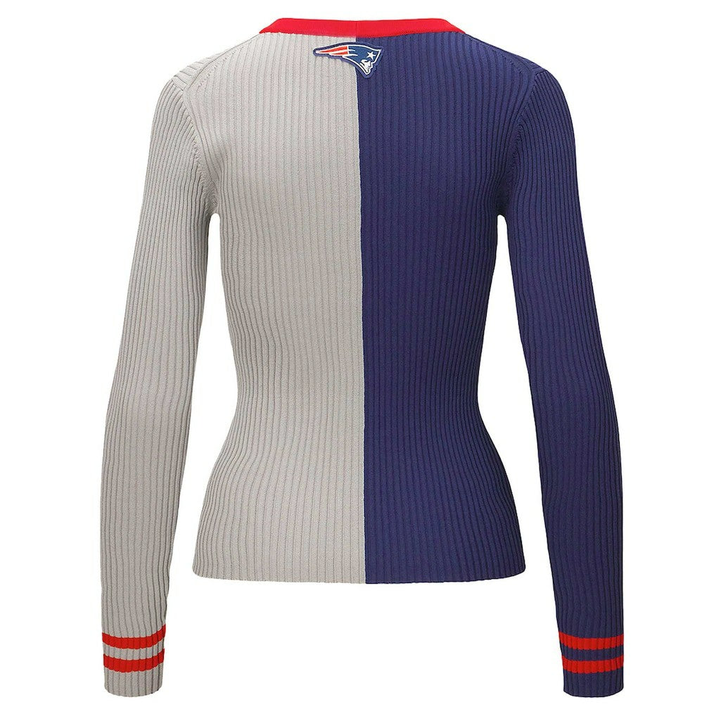 New England Patriots STAUD Women's Cargo Sweater - Navy/Gray