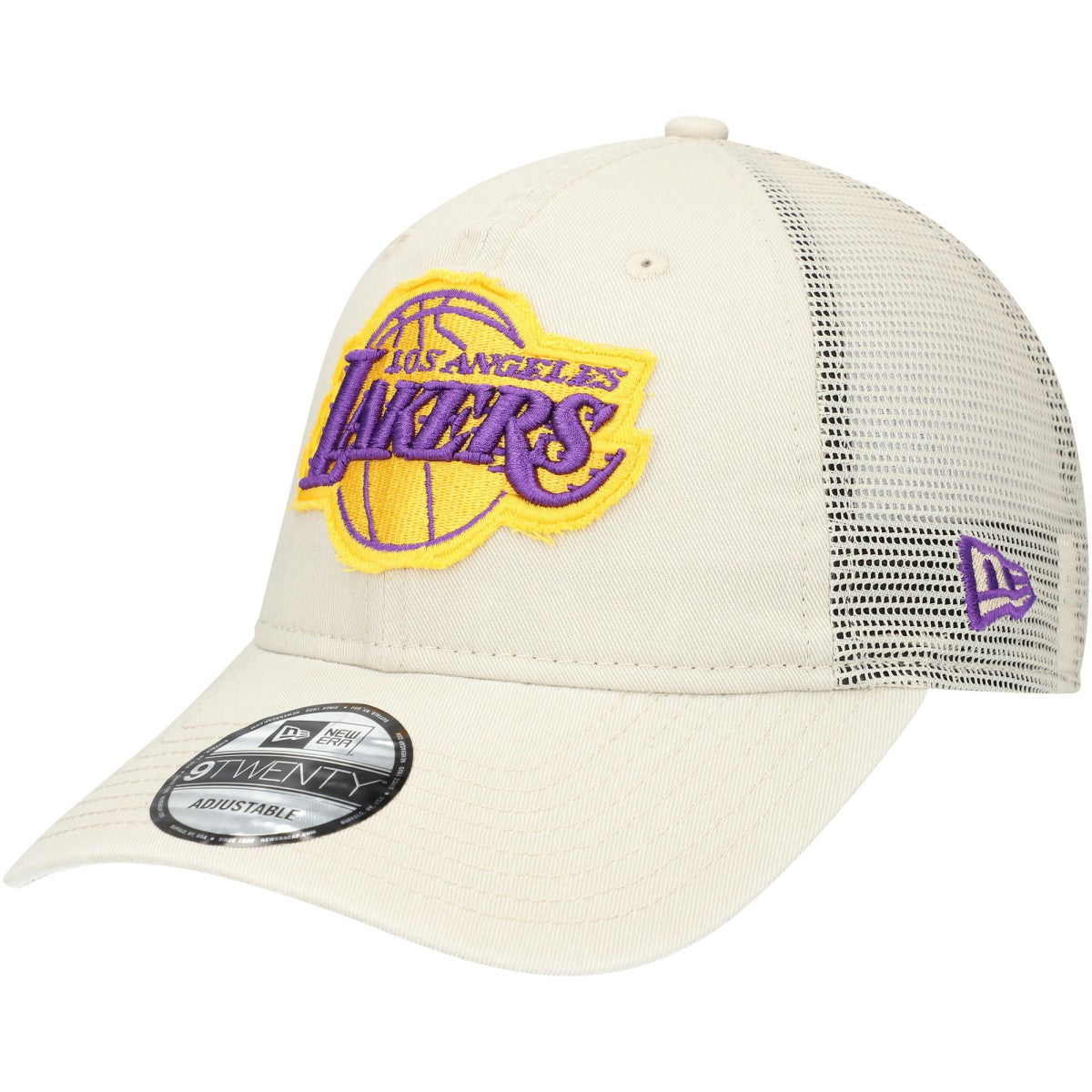 Los Angeles Lakers Rough Edge Logo Trucker 9TWENTY Adjustable Hat Cream - New Era