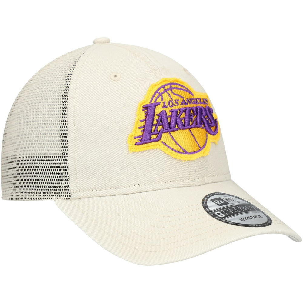 Los Angeles Lakers Rough Edge Logo Trucker 9TWENTY Adjustable Hat Cream - New Era