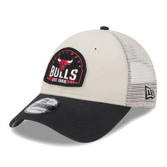 Chicago Bulls Throwback Patch Trucker 9FORTY Adjustable Hat Khaki/Black - New Era