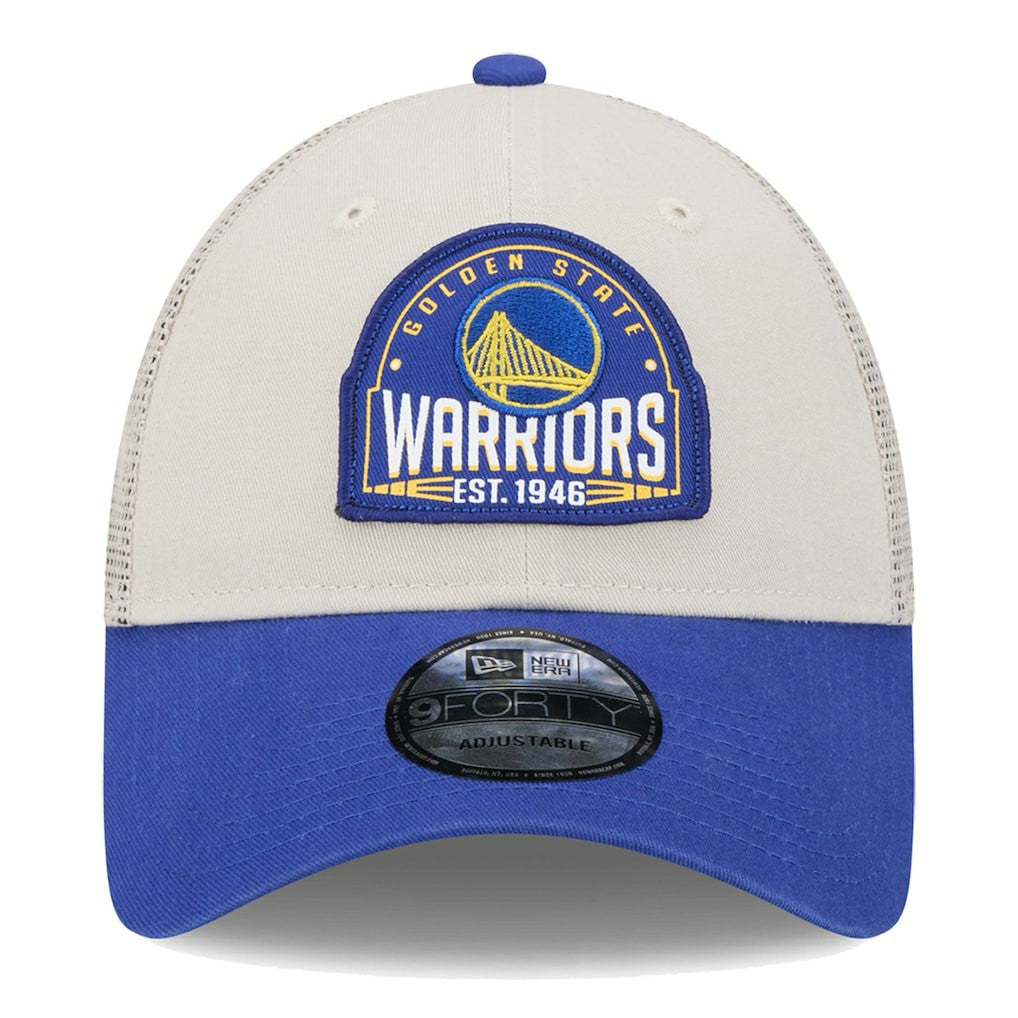 Golden State Warriors Throwback Patch Trucker 9FORTY Adjustable Hat Khaki/Royal - New Era outlet