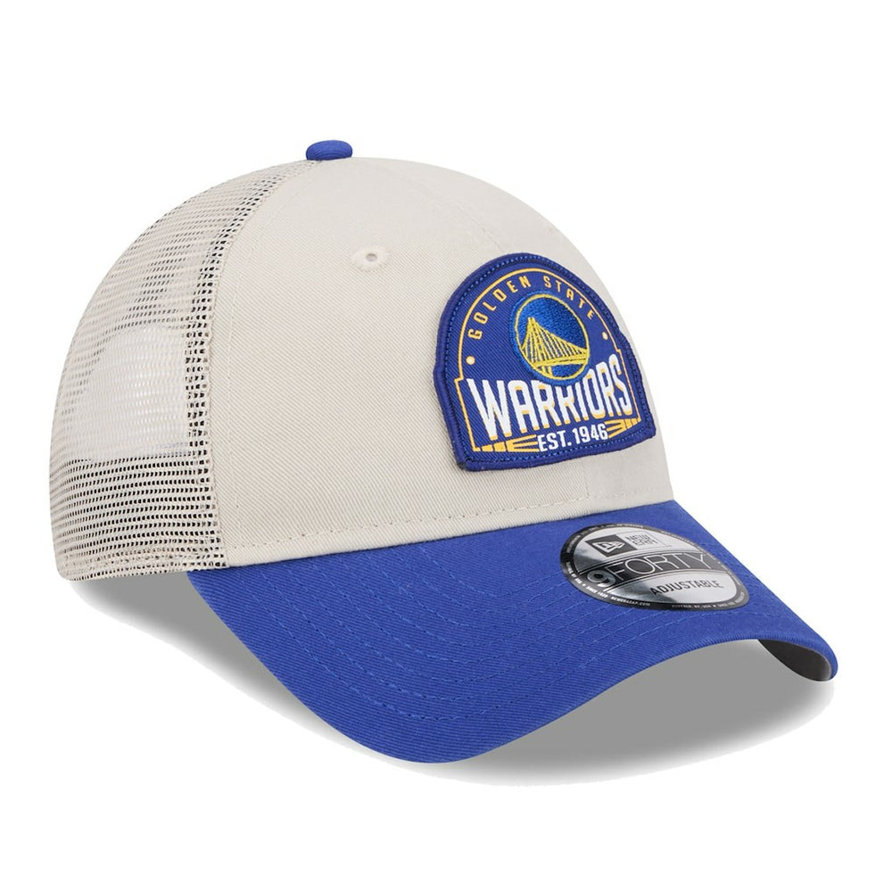 Golden State Warriors Throwback Patch Trucker 9FORTY Adjustable Hat Khaki/Royal - New Era outlet