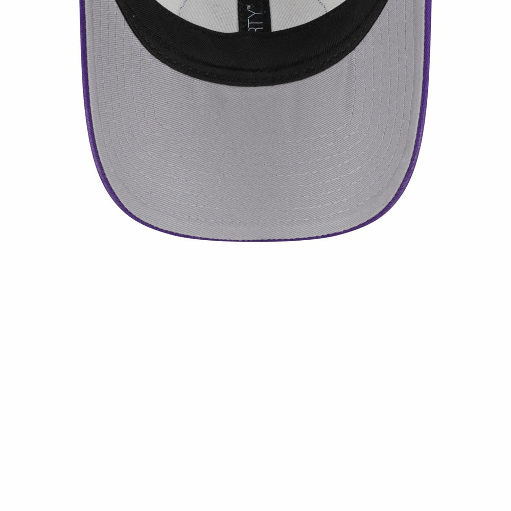 Los Angeles Lakers Throwback Patch Trucker 9FORTY Adjustable Hat Khaki/Purple - New Era