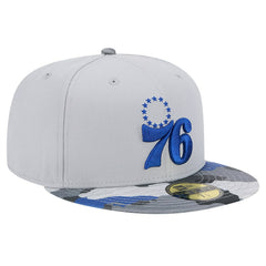 Philadelphia 76ers Active Color Camo Visor 59FIFTY Fitted Hat Gray - New Era