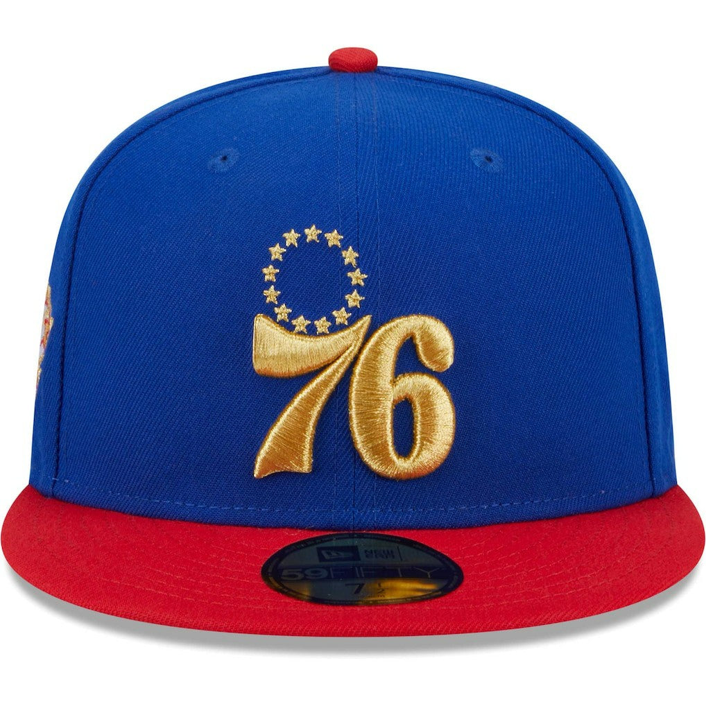 Philadelphia 76ers Gameday Gold Pop Stars 59FIFTY Fitted Hat Royal/Red - New Era