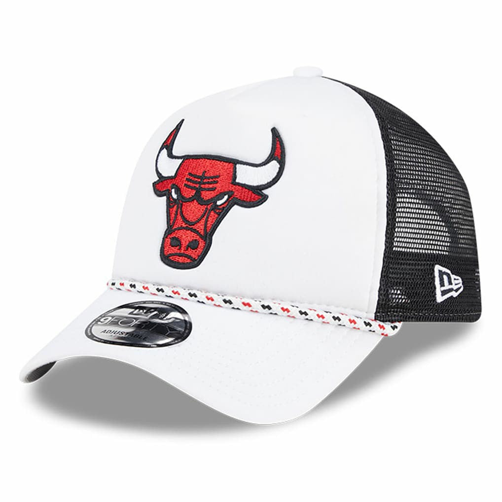 Chicago Bulls Court Sport Foam A-Frame 9FORTY Adjustable Trucker Hat White/Black - New Era