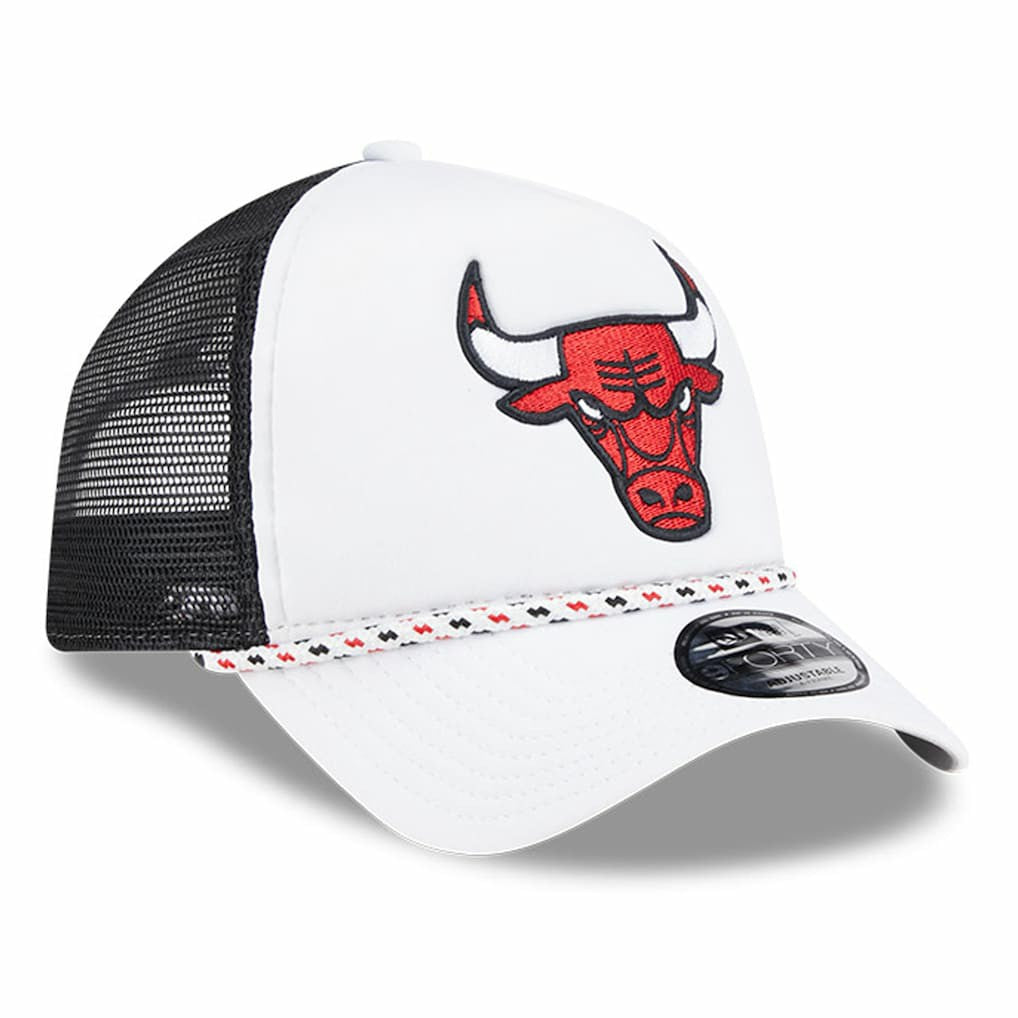 Chicago Bulls Court Sport Foam A-Frame 9FORTY Adjustable Trucker Hat White/Black - New Era