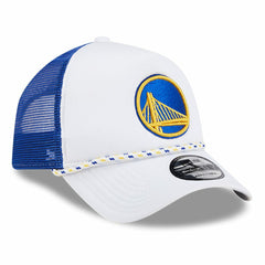Golden State Warriors Court Sport Foam A-Frame 9FORTY Adjustable Trucker Hat White/Royal - New Era