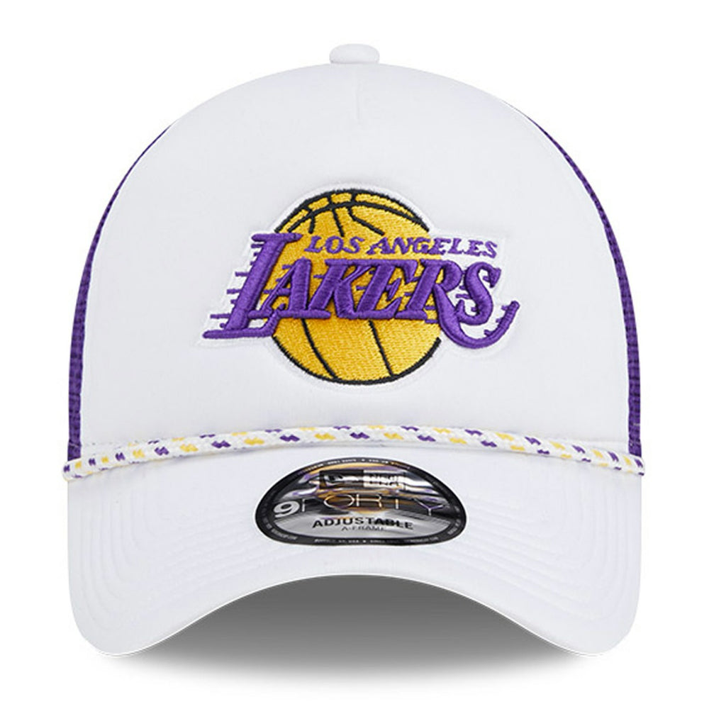 Los Angeles Lakers Court Sport Foam A-Frame 9FORTY Adjustable Trucker Hat White/Purple - New Era