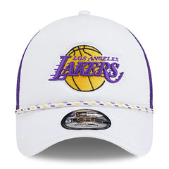 Los Angeles Lakers Court Sport Foam A-Frame 9FORTY Adjustable Trucker Hat White/Purple - New Era