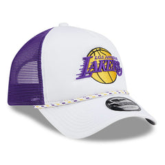 Los Angeles Lakers Court Sport Foam A-Frame 9FORTY Adjustable Trucker Hat White/Purple - New Era