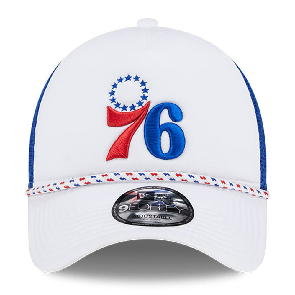 Philadelphia 76ers Court Sport Foam A-Frame 9FORTY Adjustable Trucker Hat White/Royal - New Era