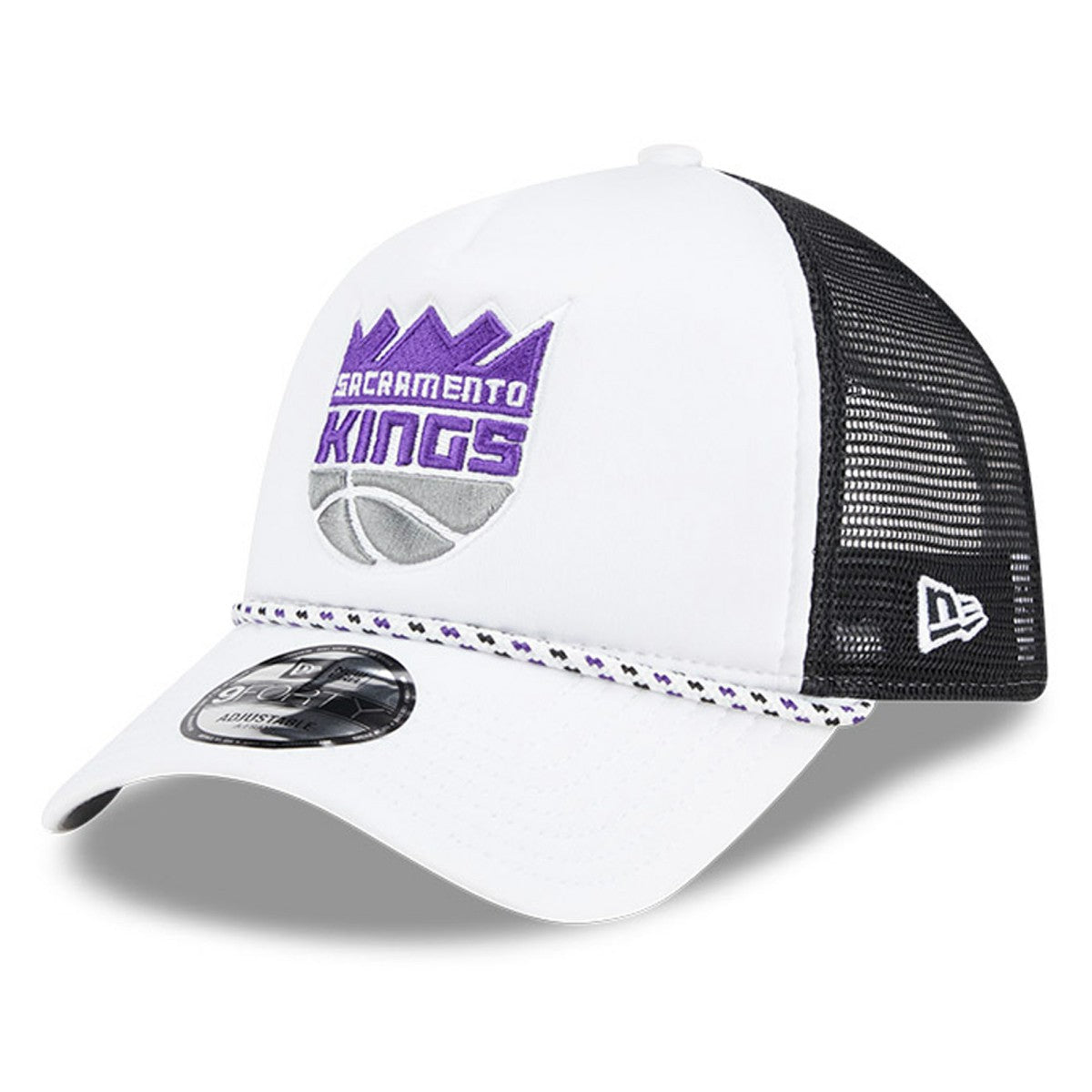 Sacramento Kings Court Sport Foam A-Frame 9FORTY Adjustable Trucker Hat White/Black - New Era