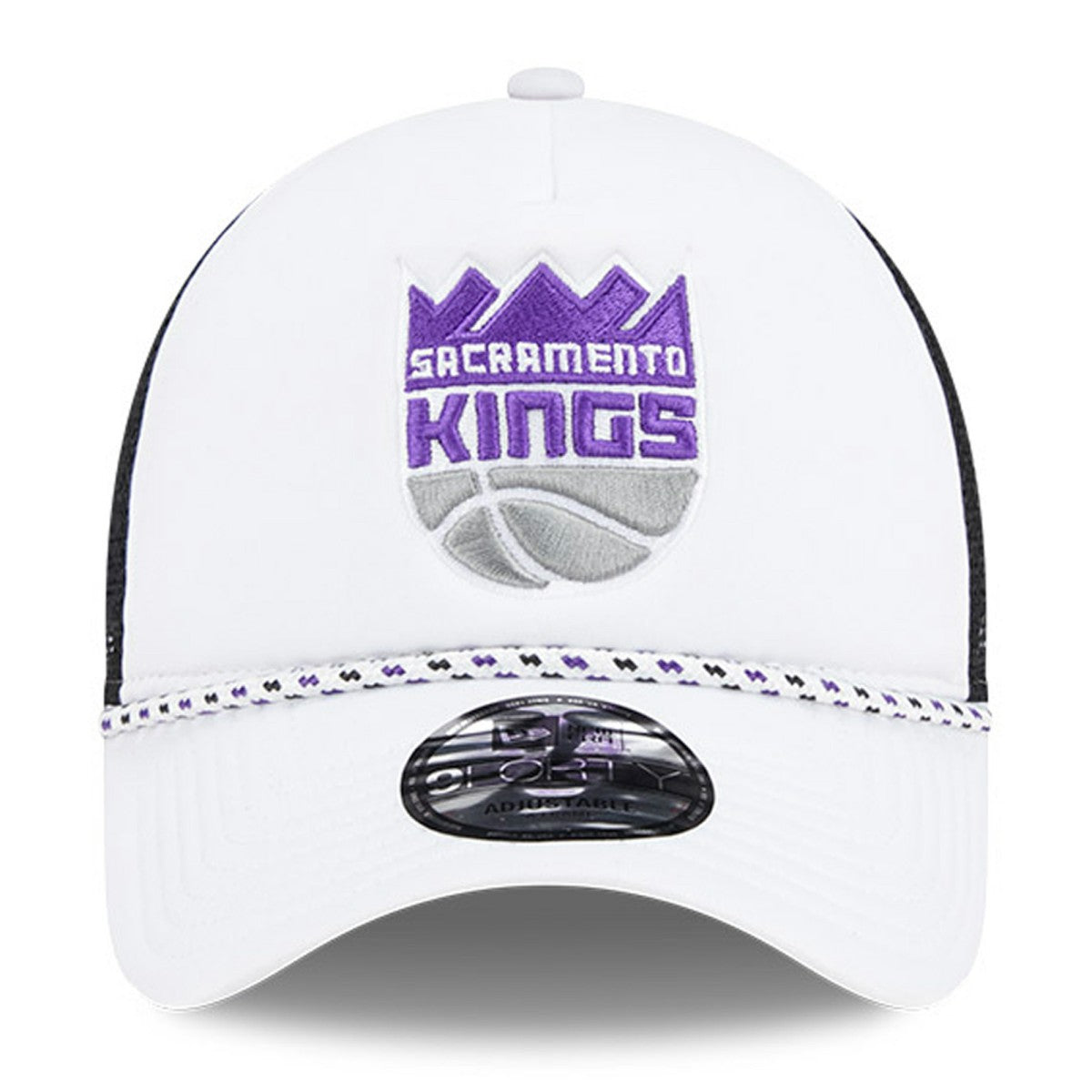 Sacramento Kings Court Sport Foam A-Frame 9FORTY Adjustable Trucker Hat White/Black - New Era