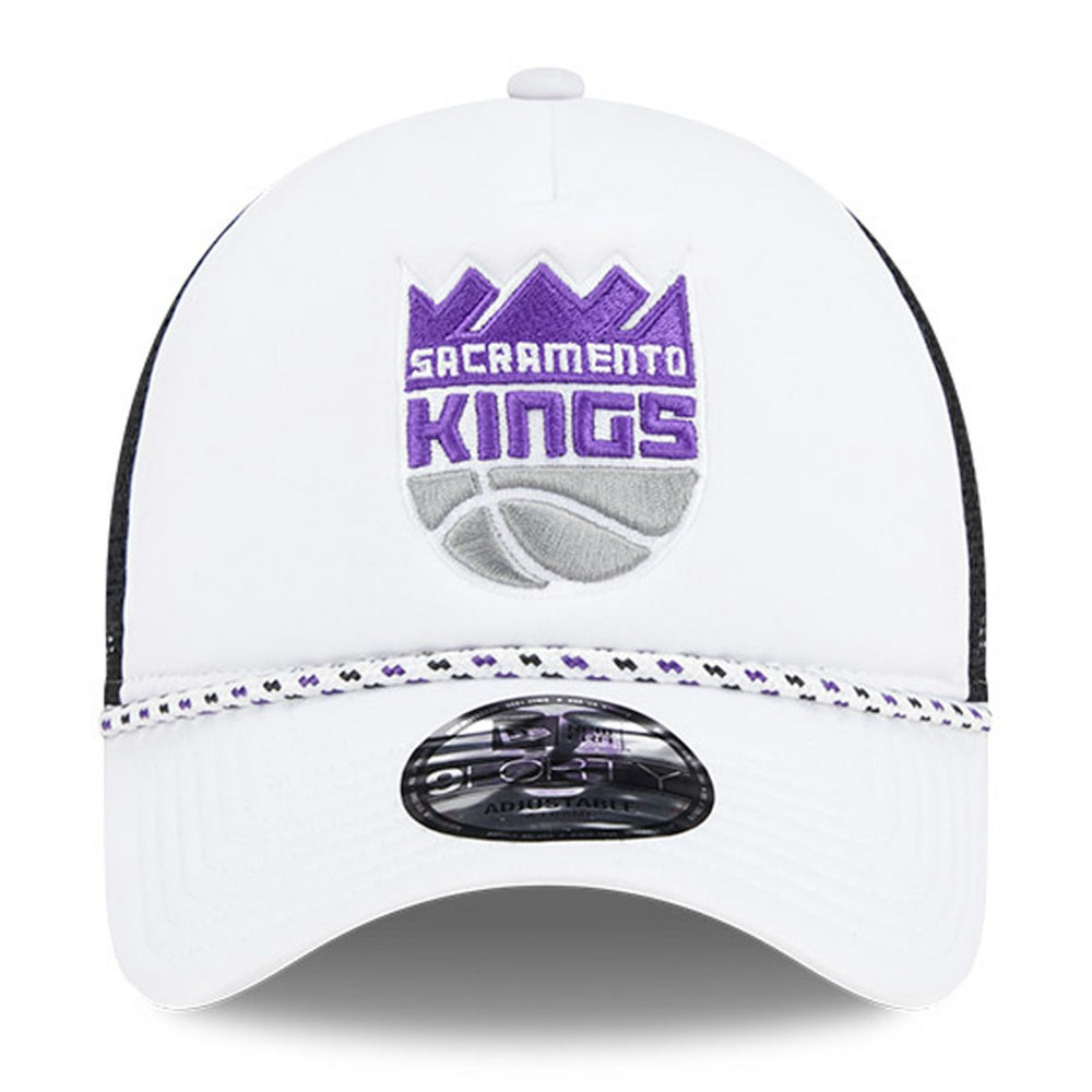 Sacramento Kings Court Sport Foam A-Frame 9FORTY Adjustable Trucker Hat White/Black - New Era