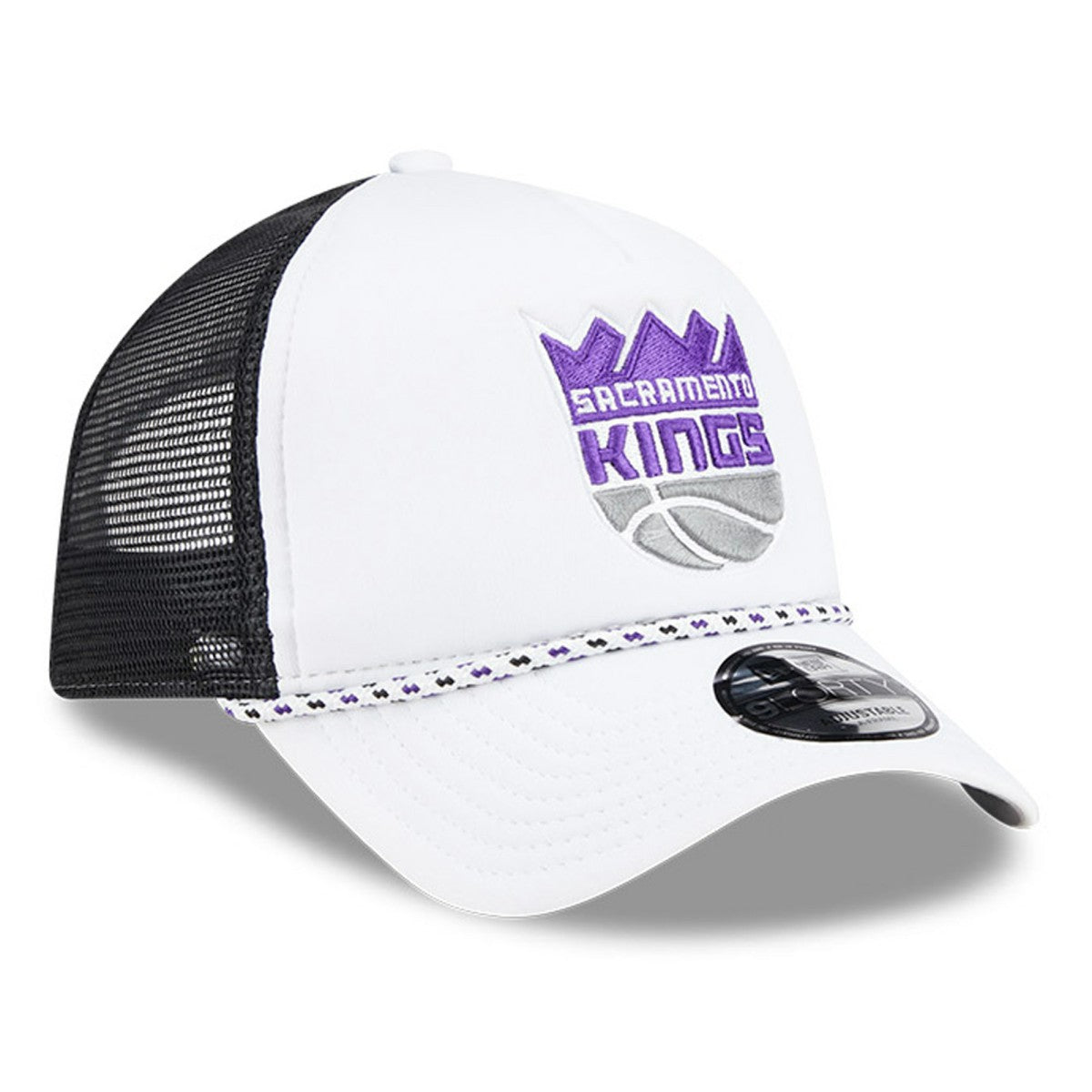 Sacramento Kings Court Sport Foam A-Frame 9FORTY Adjustable Trucker Hat White/Black - New Era