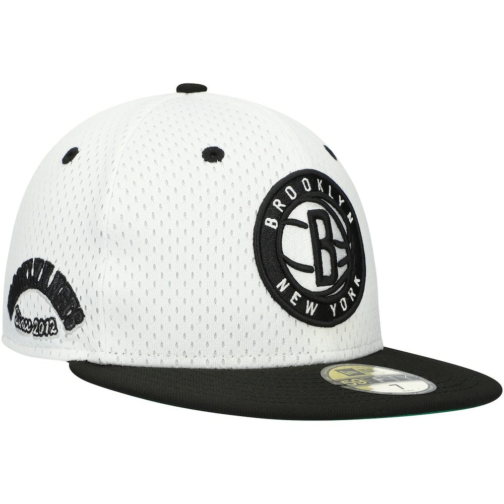 Brooklyn Nets Throwback 2Tone 59FIFTY Fitted Hat White/Black - New Era