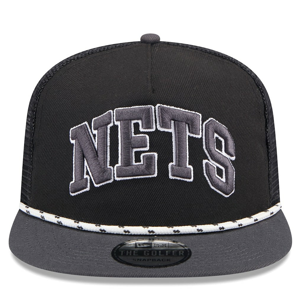 Brooklyn Nets Throwback Team Arch Golfer Snapback Hat Black/Charcoal - New Era
