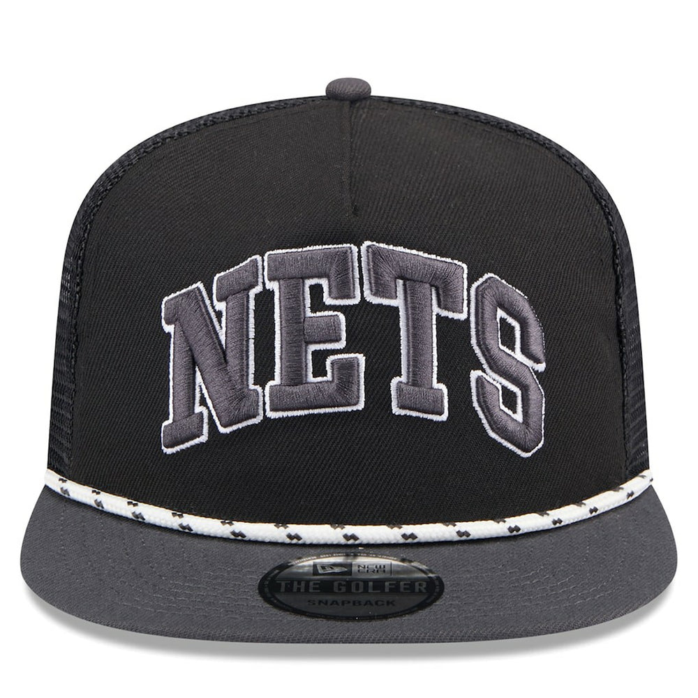 Brooklyn Nets Throwback Team Arch Golfer Snapback Hat Black/Charcoal - New Era