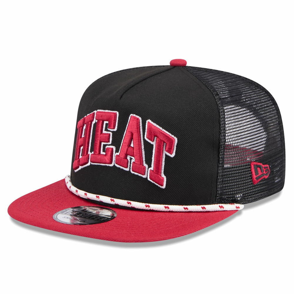 Miami Heat Throwback Team Arch Golfer Snapback Hat Black/Red - New Era