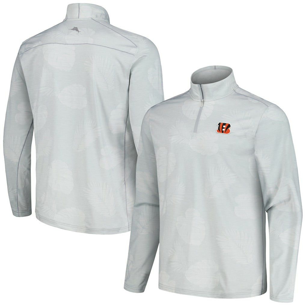 Cincinnati Bengals Delray Frond IslandZone Half-Zip Sweatshirt - Gray Sweatshirts