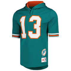 Dan Marino Miami Dolphins Retired Player Name & Number Mesh Hoodie T-Shirt - Aqua Hoodies