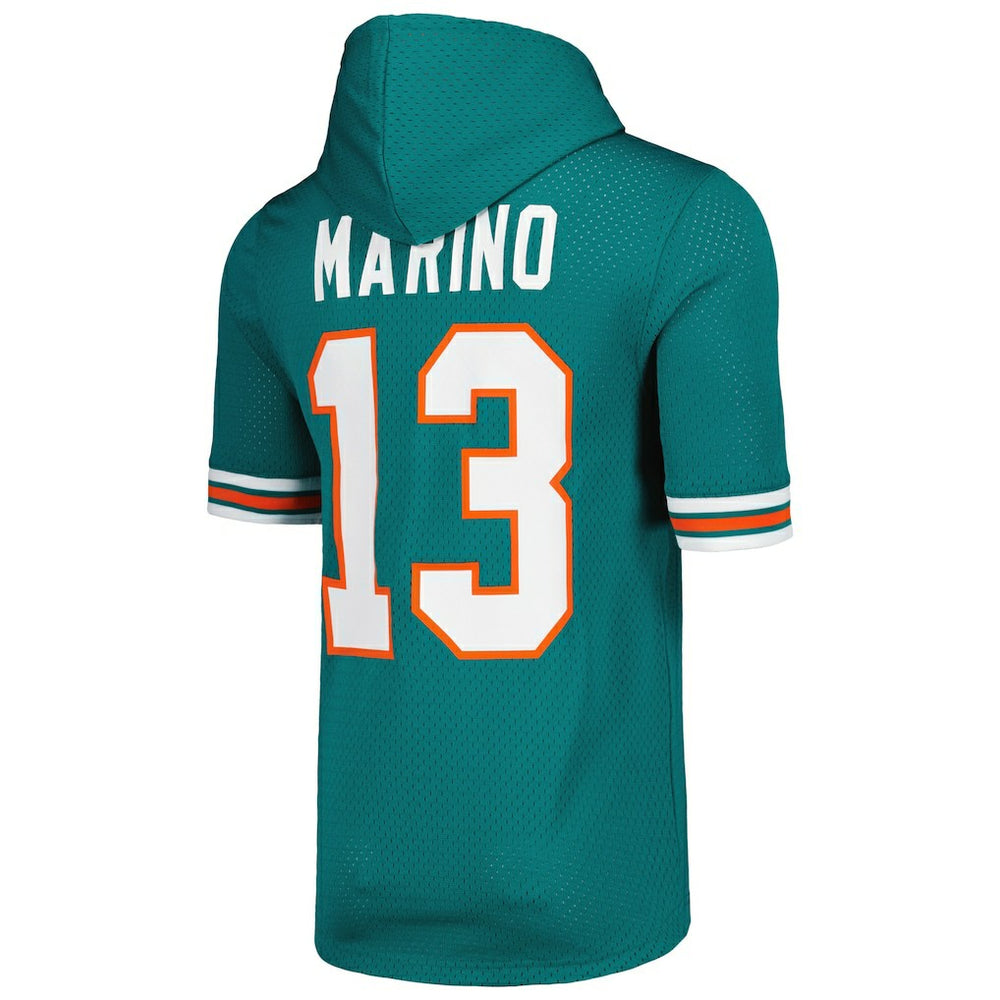 Dan Marino Miami Dolphins Retired Player Name & Number Mesh Hoodie T-Shirt - Aqua Hoodies