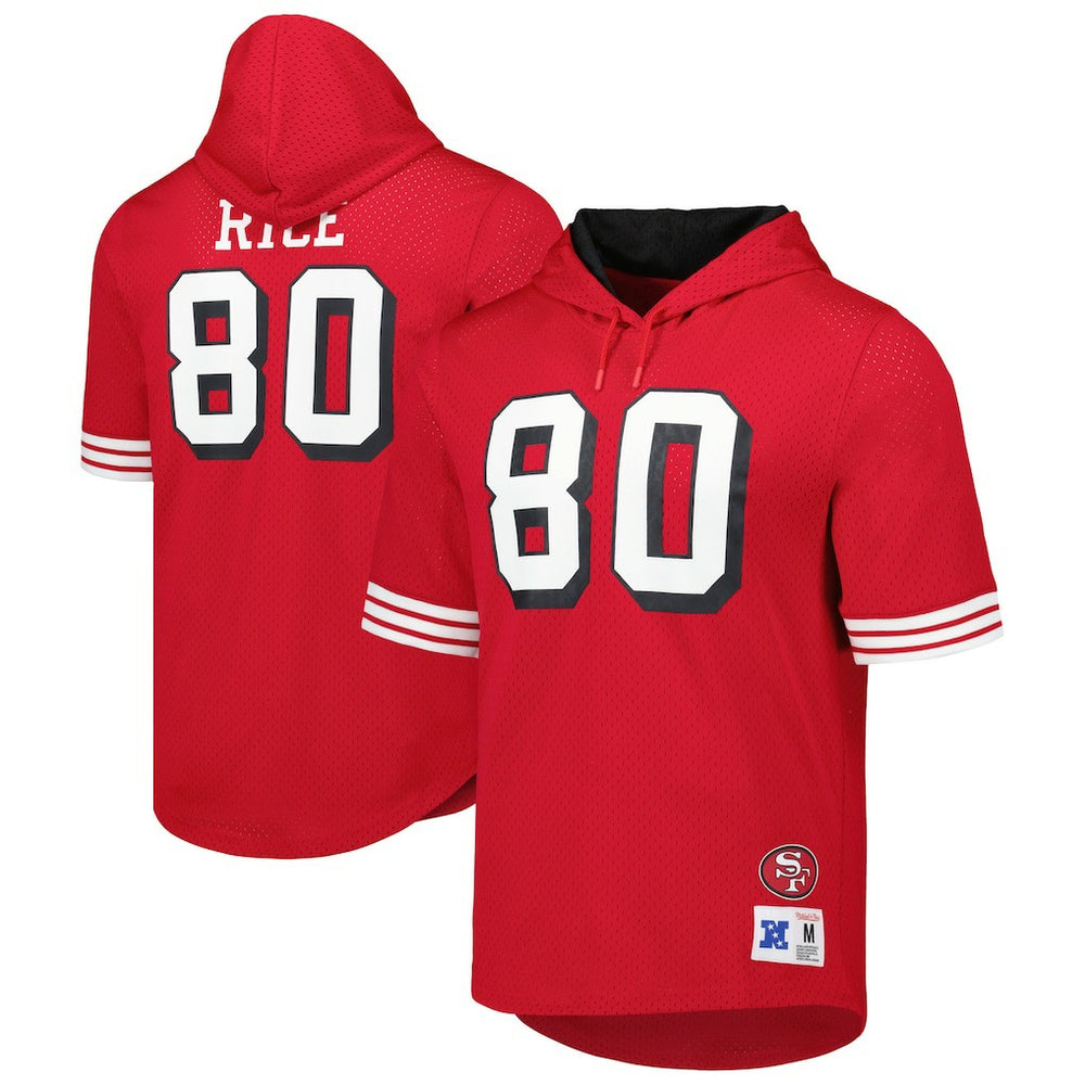 Jerry Rice San Francisco 49ers Retired Player Name & Number Mesh Hoodie T-Shirt - Scarlet Hoodies