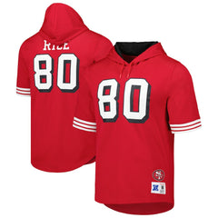 Jerry Rice San Francisco 49ers Retired Player Name & Number Mesh Hoodie T-Shirt - Scarlet Hoodies