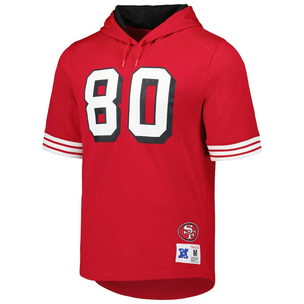 Jerry Rice San Francisco 49ers Retired Player Name & Number Mesh Hoodie T-Shirt - Scarlet Hoodies