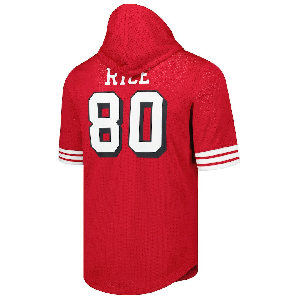 Jerry Rice San Francisco 49ers Retired Player Name & Number Mesh Hoodie T-Shirt - Scarlet Hoodies