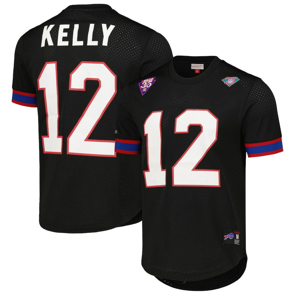 Jim Kelly Buffalo Bills Retired Player Name & Number Mesh Top - Black Tops