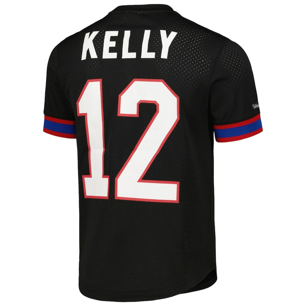 Jim Kelly Buffalo Bills Retired Player Name & Number Mesh Top - Black Tops