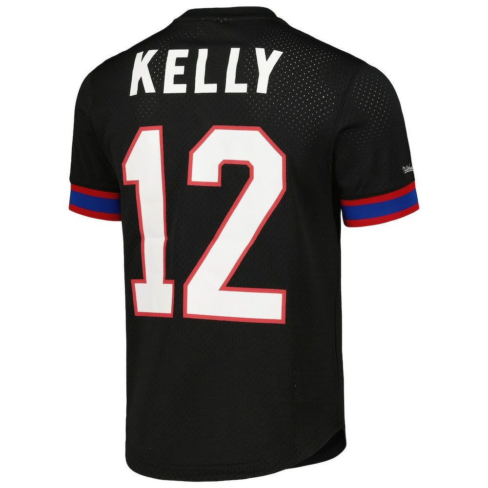 Jim Kelly Buffalo Bills Retired Player Name & Number Mesh Top - Black Tops