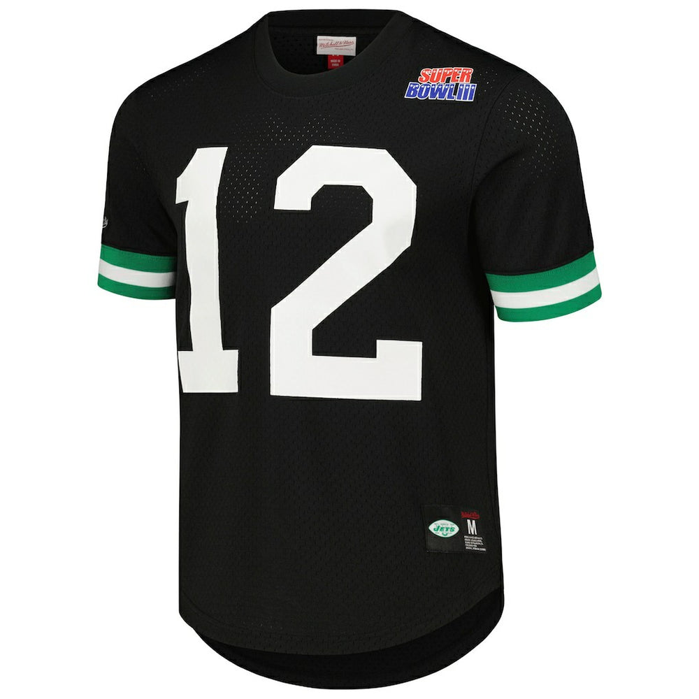 Joe Namath New York Jets Retired Player Name & Number Mesh Top - Black Tops