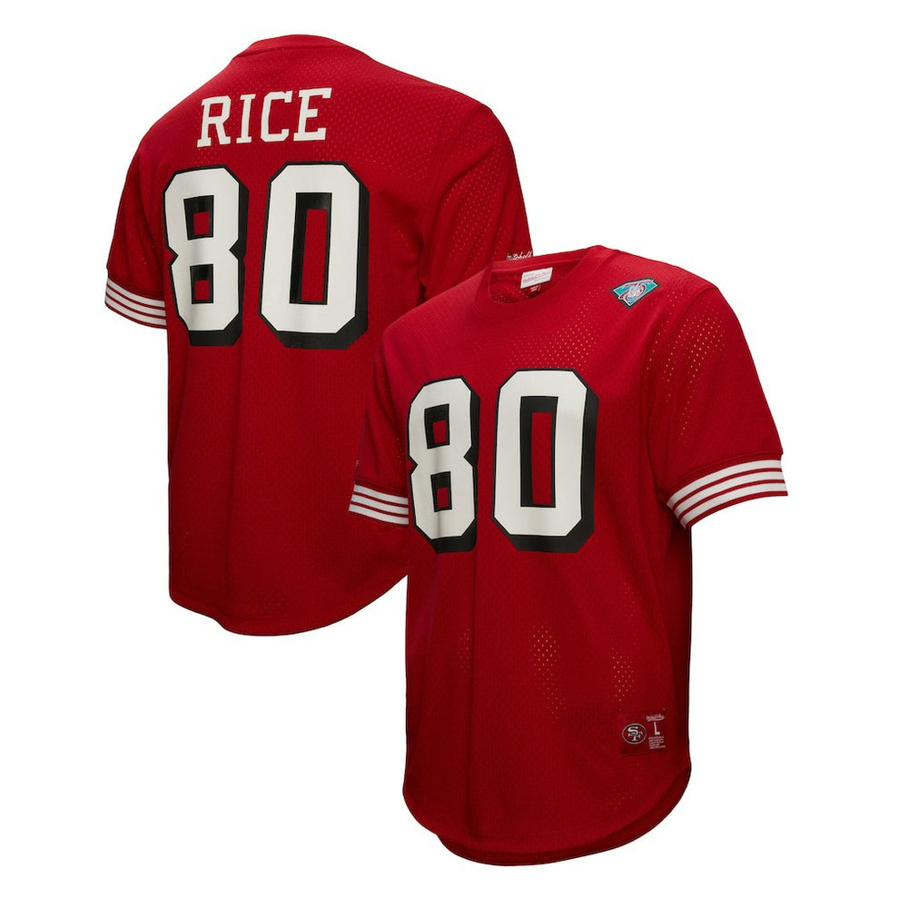 Jerry Rice San Francisco 49ers Retired Player Name & Number Mesh Top - Scarlet Tops