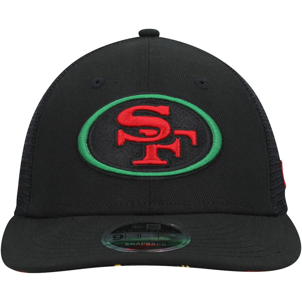 San Francisco 49ers New Era Black Excellence Collection Trucker Low Profile 9FIFTY Snapback Hat - Black Hats