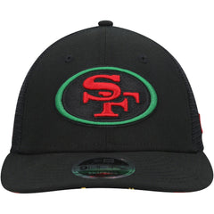 San Francisco 49ers New Era Black Excellence Collection Trucker Low Profile 9FIFTY Snapback Hat - Black Hats
